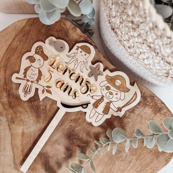 Cake topper bois + plexis