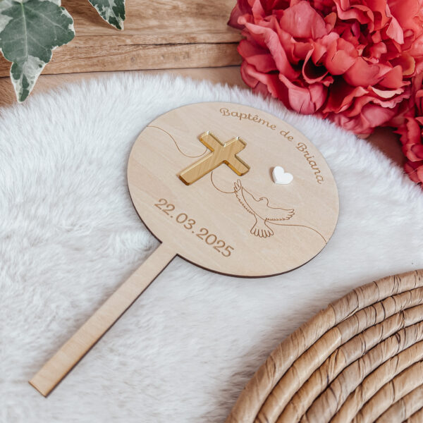 Cake topper croix colombe