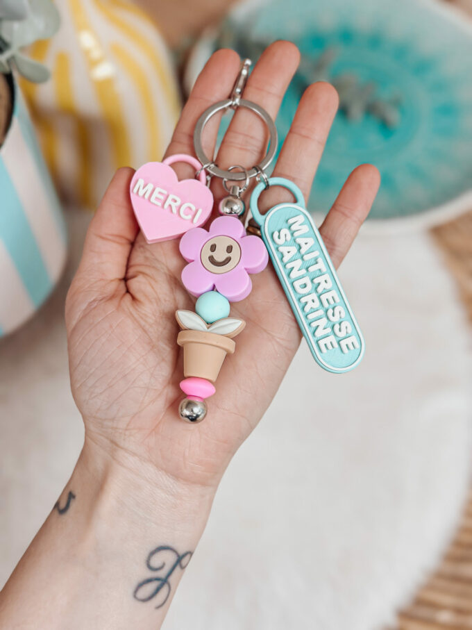 Porte clés 3D + fleur