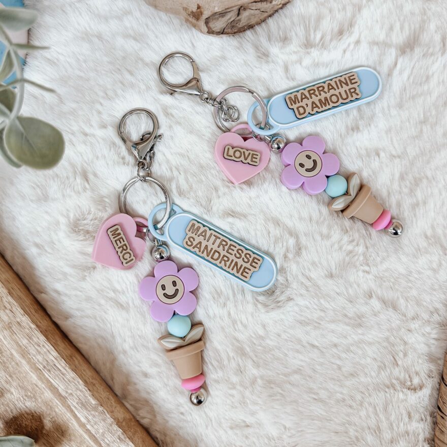 Porte clés 3D + fleur