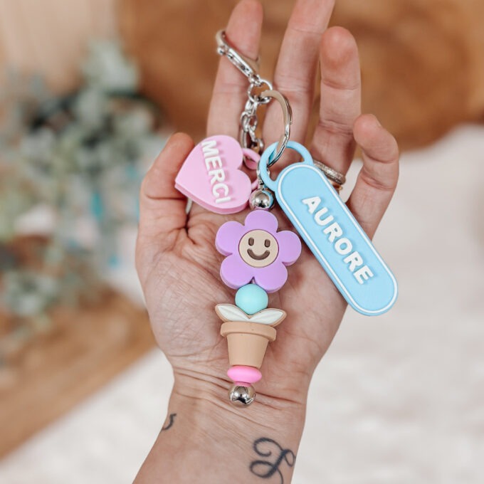 Porte clés 3D + fleur – Image 2