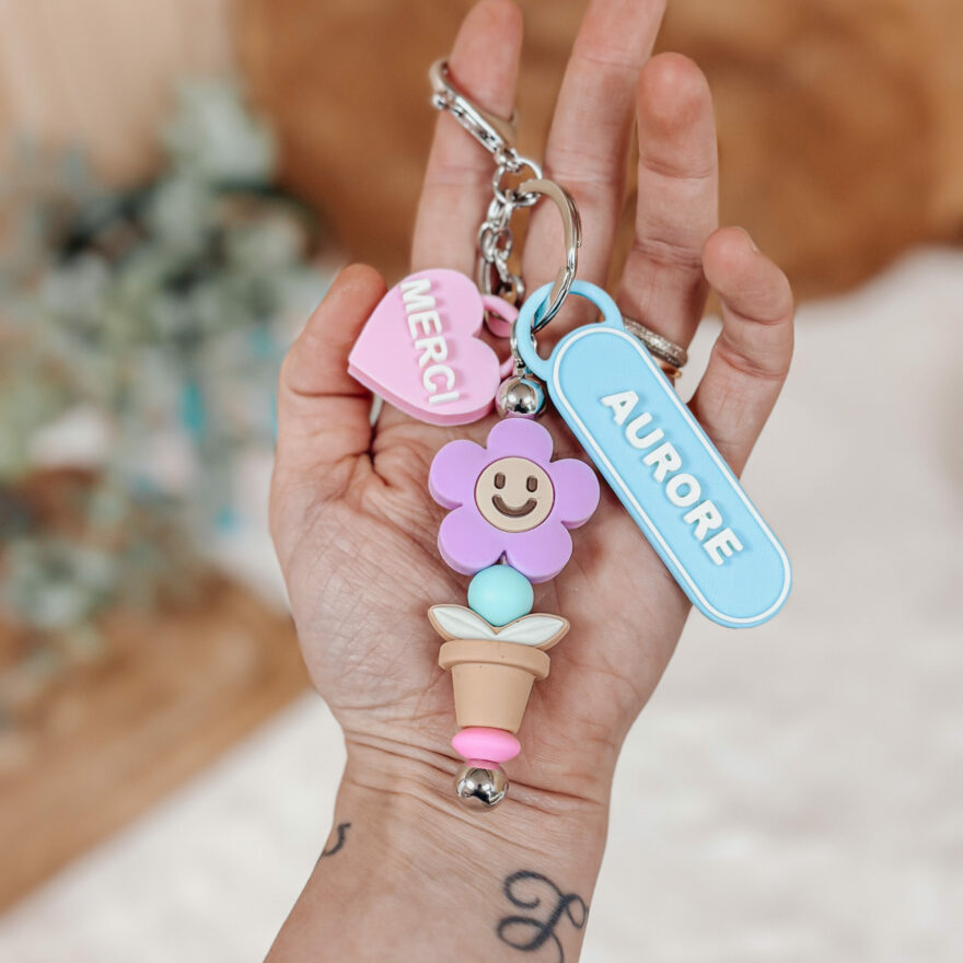 Porte clés 3D + fleur – Image 2